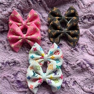 Louis Vuitton Pink and Brown Hair Accessories Set